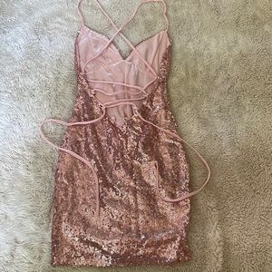 Pink sequin mini dress